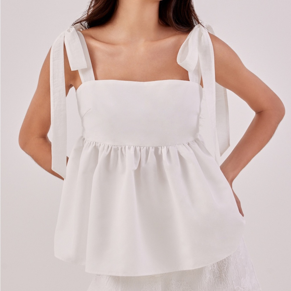 Love, Bonito Babydoll Ribbon Tie Top